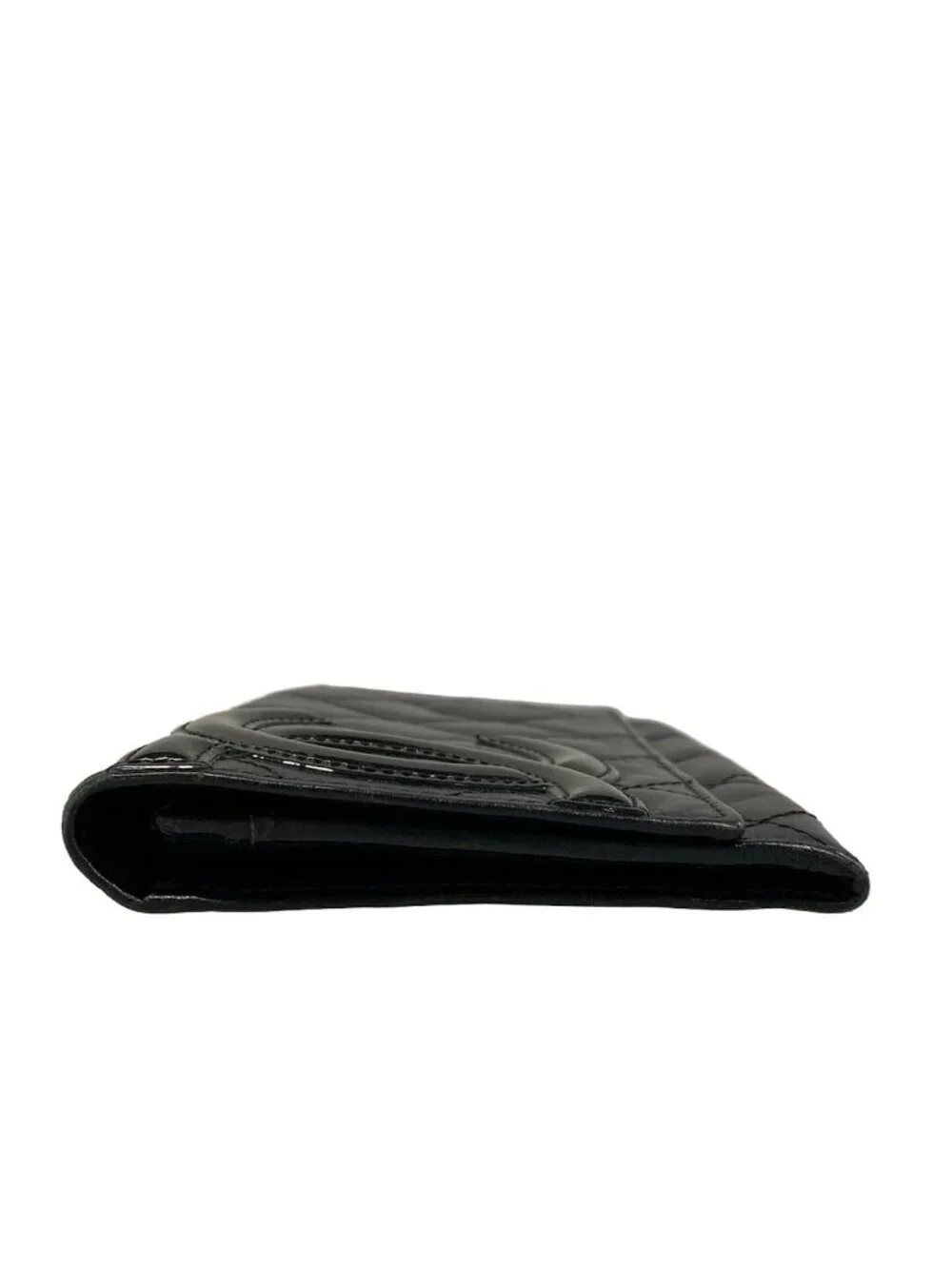 Chanel Wallet Cambon Line Black Silver Leather Lambskin